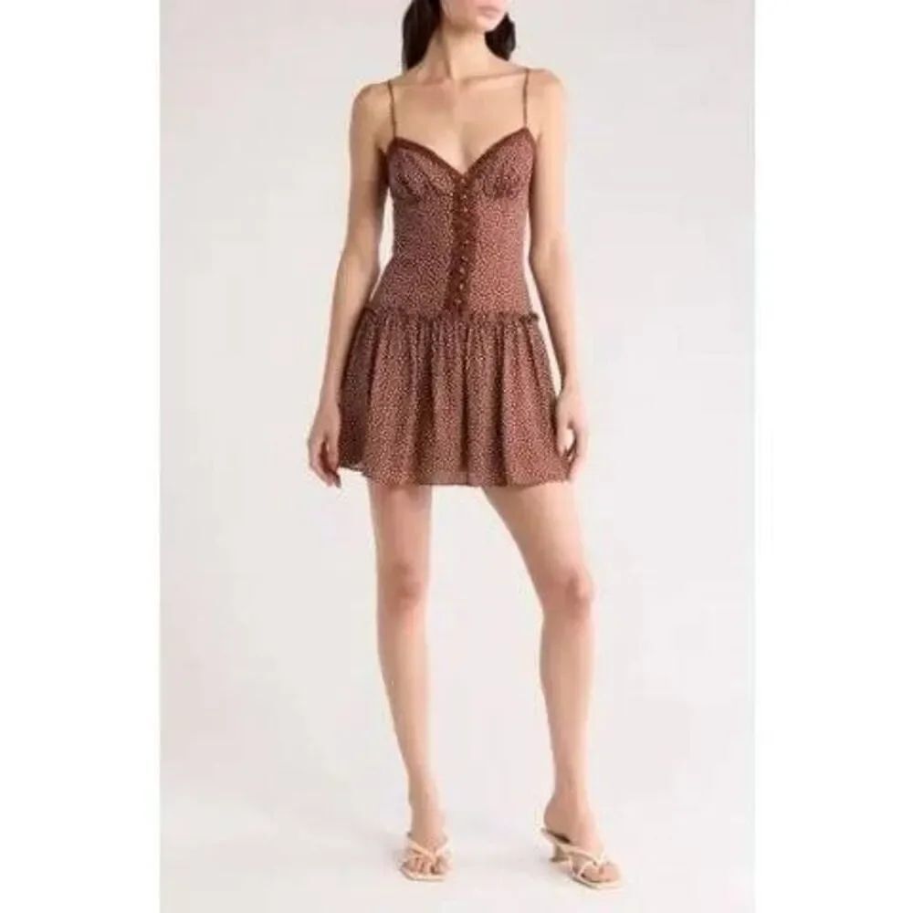 Reformation Citrus Polka Dot Dress in brown and white Size 10